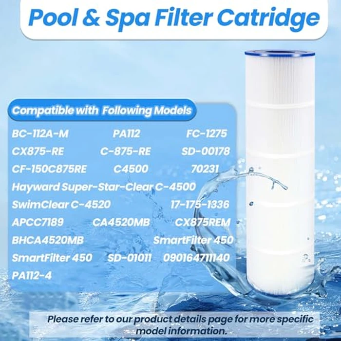 FODACEL (4 Pack) Upgraded C-7489/PA112 Pool Filter, Swimming Pool Filter, Compatible with Hayward CX875RE, SwimClear C4500, PA112, Unicel C-7489, Filbur FC-1275 by FODACEL - Image 2