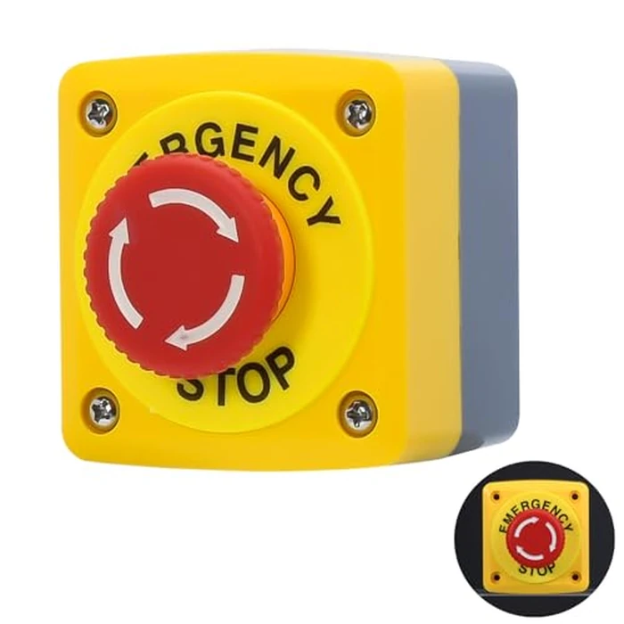 Emergency Stop Button Switch E-Stop Momentary Shut Off Red PushButton Switches 1NO 1NC 660V 10A with Box by AXTHCHO - Used - Like New condition - US$9.95