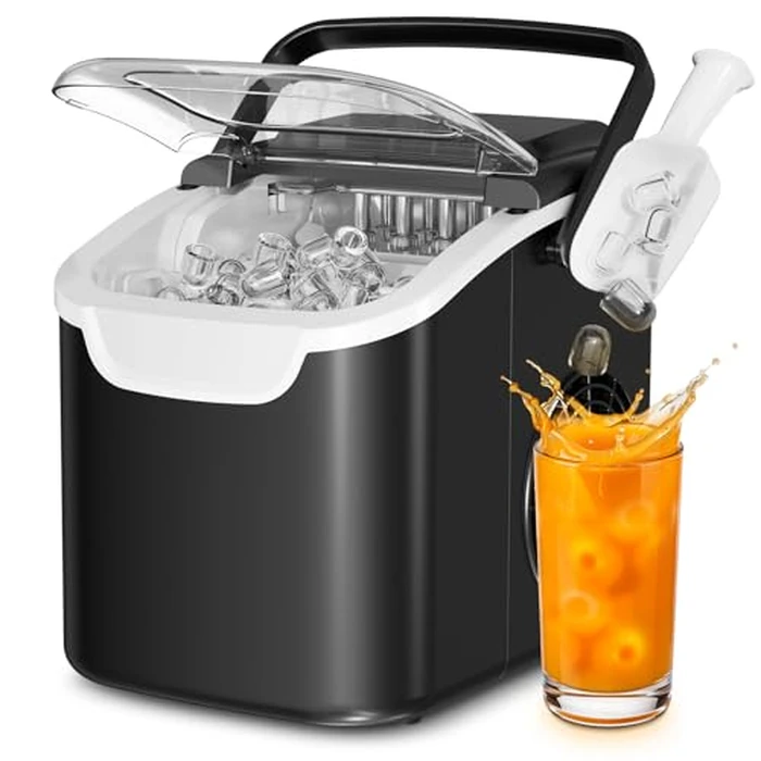 Antarctic Star Countertop Ice Maker Machine, 8 Cubes in 6 Mins, 26.5 lbs/Day, Self-Cleaning, 2 Sizes, Ultra-Quiet for Home/Kitchen/Camping/RV Black by Antarctic Star - Used - Like New condition - US$66.49