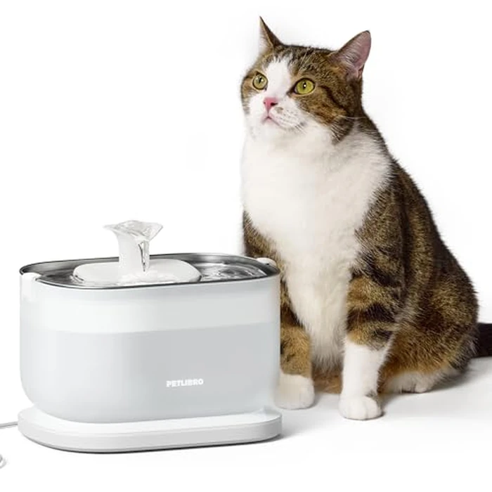 PETLIBRO Cat Water Fountain, Cat Fountain Indoor Stainless Steel Tray, 2.5L/84oz Wireless Pump Pet Water Fountain, Cat Water Dispenser with Two Flow Modes, Pet Fountain for Drinking Easy Clean by PETLIBRO - Image 1