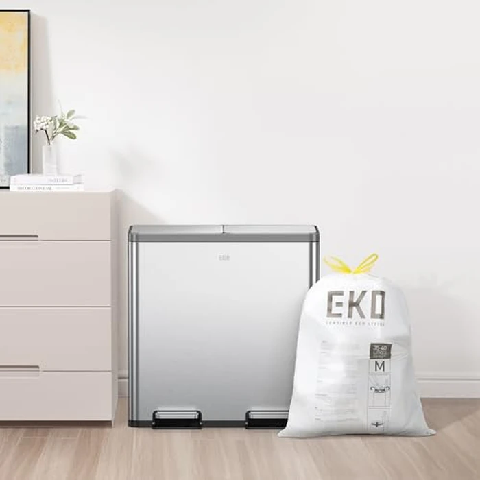 EKO 10.6 Gallon / 35-40 Liter Drawstring Trash Bags, 110 Count Heavy-Duty Tall Kitchen Garbage Can Liners, Extra-Strong Leak-Resistant, Unscented, White, Code M by EKO - Image 3