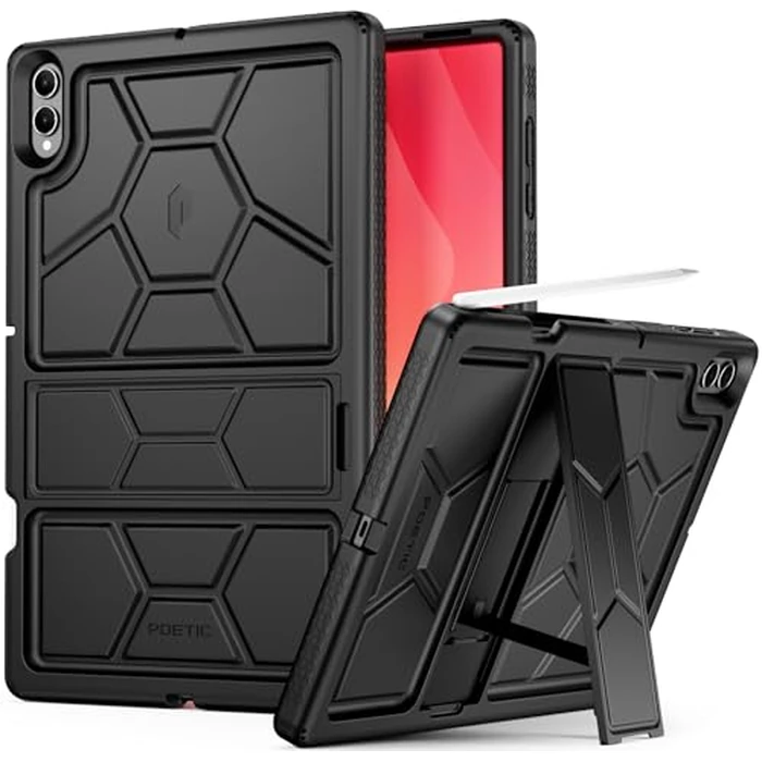 Poetic TurtleSkin Case for Samsung Galaxy Tab S11 Ultra (2025 Release) 14.6" with Kickstand & S Pen Holder, Heavy Duty Shockproof Kids Friendly Protective Silicone Cover, Black by Poetic - Image 1