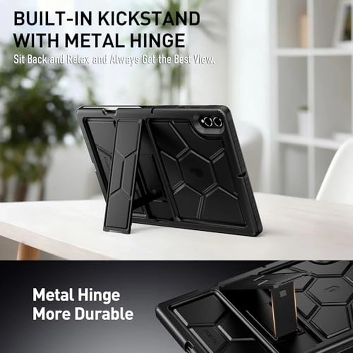 Poetic TurtleSkin Case for Samsung Galaxy Tab S11 Ultra (2025 Release) 14.6" with Kickstand & S Pen Holder, Heavy Duty Shockproof Kids Friendly Protective Silicone Cover, Black by Poetic - Image 3