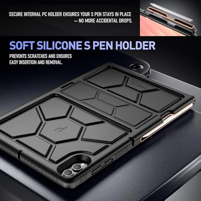 Poetic TurtleSkin Case for Samsung Galaxy Tab S11 Ultra (2025 Release) 14.6" with Kickstand & S Pen Holder, Heavy Duty Shockproof Kids Friendly Protective Silicone Cover, Black by Poetic - Image 4