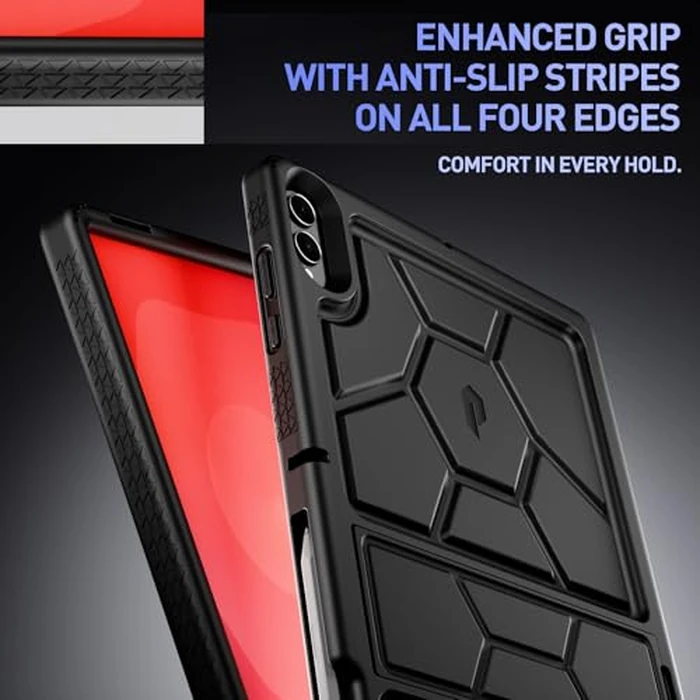 Poetic TurtleSkin Case for Samsung Galaxy Tab S11 Ultra (2025 Release) 14.6" with Kickstand & S Pen Holder, Heavy Duty Shockproof Kids Friendly Protective Silicone Cover, Black by Poetic - Image 6