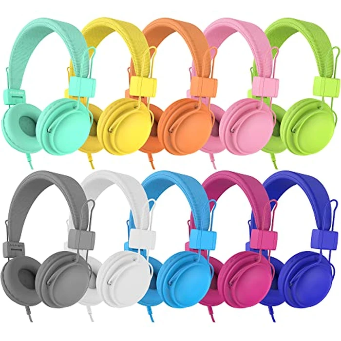 AILIHEN Classroom Headphones Kids 20-Pack for School Student K-12, On-Ear Premium Bulk Wired Headset with Mic, 85dB Volume Limited & SharePort, 3.5mm Jack for Chromebook, Computer, Laptop (Multicolor) by AILIHEN - Image 1