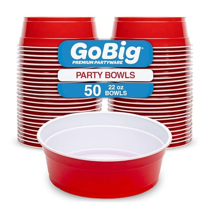 GoBig Red Party Cup Bowls - 50 Small Disposable Plastic Bowls by GoBig - Used - Very Good condition - US$12.14
