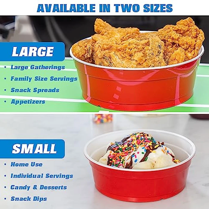 GoBig Red Party Cup Bowls - 50 Small Disposable Plastic Bowls by GoBig - Image 6
