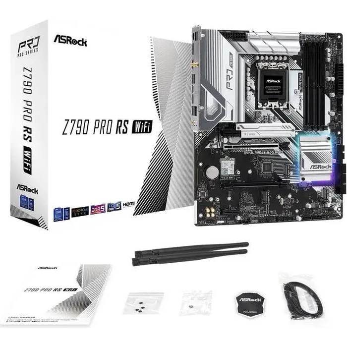 ASRock PRO Z790 PRO RS WiFi Intel LGA1700 (14th,13th,12th Gen) ATX Motherboard, 4 DDR5 Slots, PCIE 5.0x16, Realtek ALC897 7.1 CH, Dragon 2.5G LAN, by ASRock - Image 2