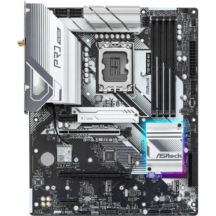 ASRock PRO Z790 PRO RS WiFi Intel LGA1700 (14th,13th,12th Gen) ATX Motherboard, 4 DDR5 Slots, PCIE 5.0x16, Realtek ALC897 7.1 CH, Dragon 2.5G LAN, by ASRock - Image 3