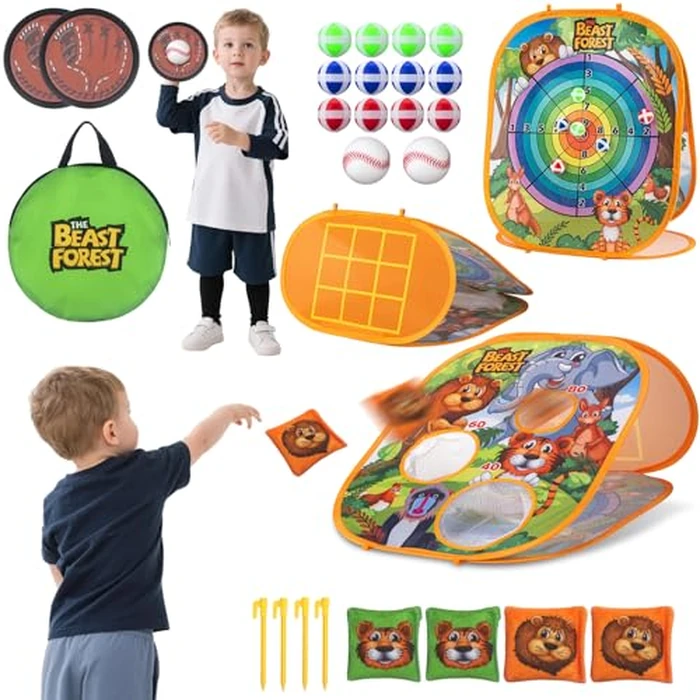 Bean Bag Toss Game Sets for Kids, Toss and Catch Ball Setfor Kids Outdoor Baseball Toys for Toddlers Carnival Games for 3 4 5 6 7 Years Old Boys and Grils Backyard Outdoor Toy by ZACEAC - Used - Like New condition - US$24.69