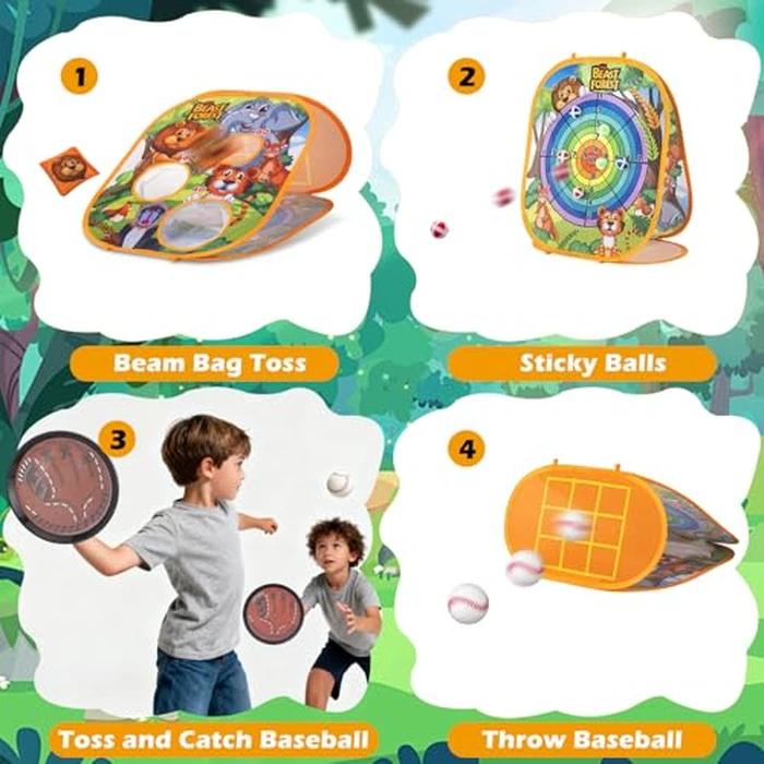 Bean Bag Toss Game Sets for Kids, Toss and Catch Ball Setfor Kids Outdoor Baseball Toys for Toddlers Carnival Games for 3 4 5 6 7 Years Old Boys and Grils Backyard Outdoor Toy by ZACEAC - Image 4