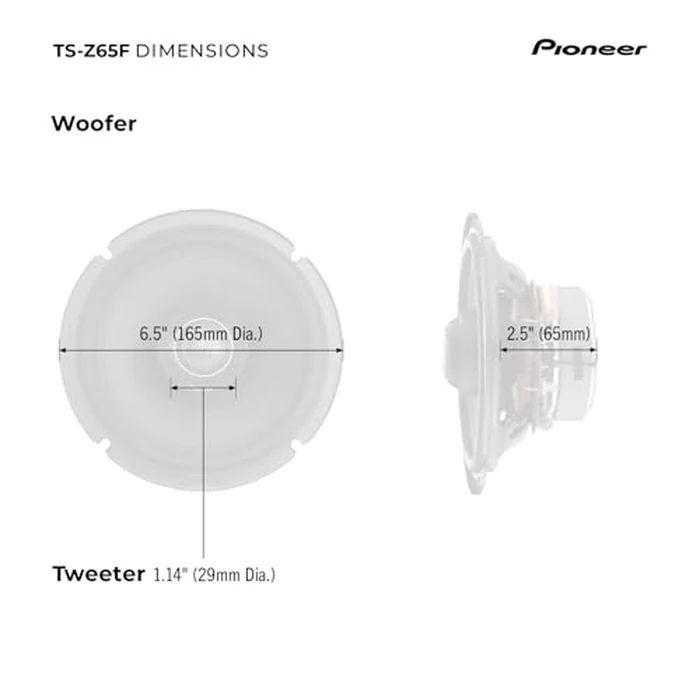 PIONEER Z-Series TS-Z65F 6.5” 2-Way Speakers (Pair) - 330W Max, Balanced Sound + Smooth Treble, Audiophile Upgrade, add an Amplifier for Optimal Performance by PIONEER - Image 6