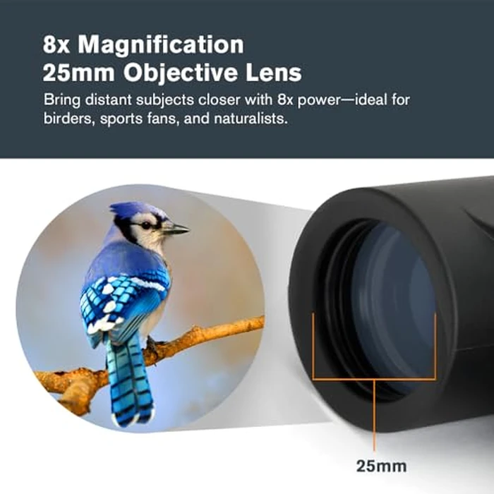 Celestron - Outland X 8x25 Binoculars - Ideal for Birding and Outdoors - 25mm Objective Lenses - Wide 8.2 degrees Field of View - BaK-4 Prisms - Multi-Coated - Waterproof and Fogproof by Celestron - Image 3