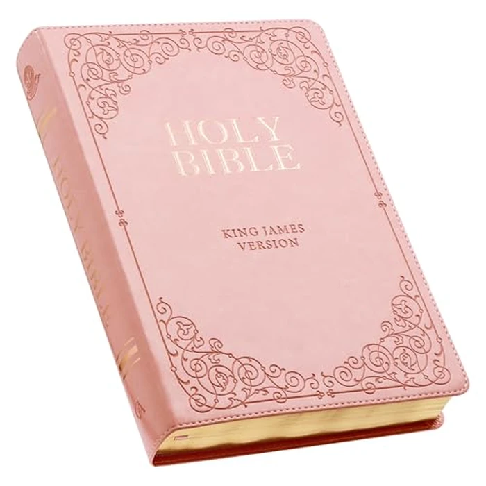 KJV Holy Bible, Giant Print Full-size Faux Leather Red Letter Edition - Thumb Index & Ribbon Marker, King James Version, Pink (KJV Full Size GP Editions) by Christian Art Gifts - Used - Good condition