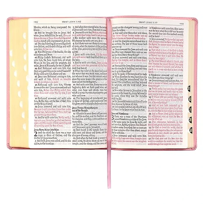 KJV Holy Bible, Giant Print Full-size Faux Leather Red Letter Edition - Thumb Index & Ribbon Marker, King James Version, Pink (KJV Full Size GP Editions) by Christian Art Gifts - Image 8