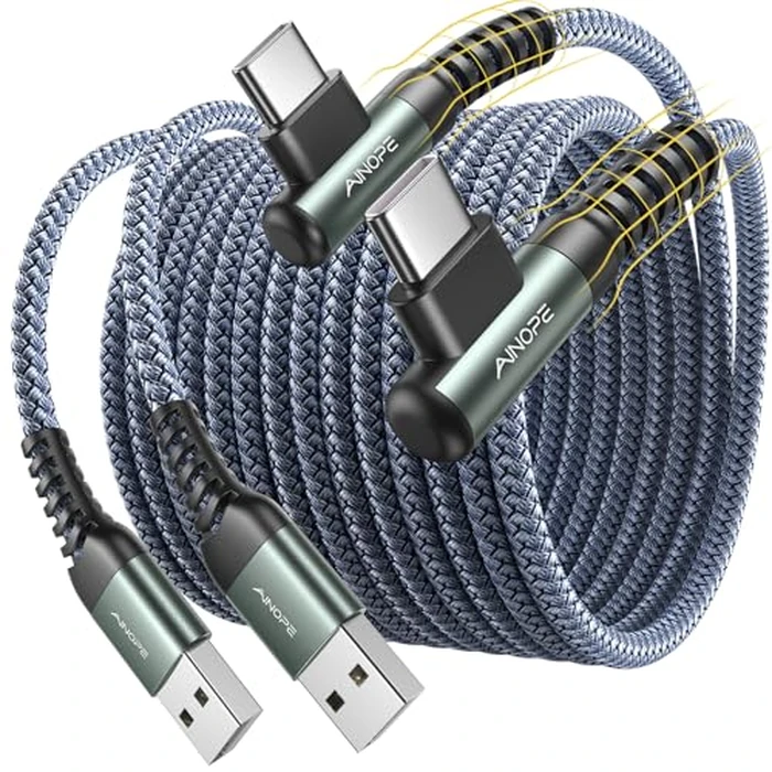 AINOPE 10 ft USB C Cable 2-Pack, 3.1A C Chargers Fast Charging 10 Foot, Resistant Nylon Braided Type C Charger Fast Charging 10ft Right Angle Charger Cord Fit for Galaxy S20 Ultra S10 S10E S9 S8 Plus by AINOPE - Used - Like New condition