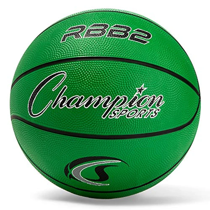 Champion Sports Rubber Junior Basketball, Heavy Duty - Pro-Style Basketballs, Premium Basketball Equipment, Indoor Outdoor - Physical Education Supplies (Size 5, Green) by Champion Sports - Used - Very Good condition