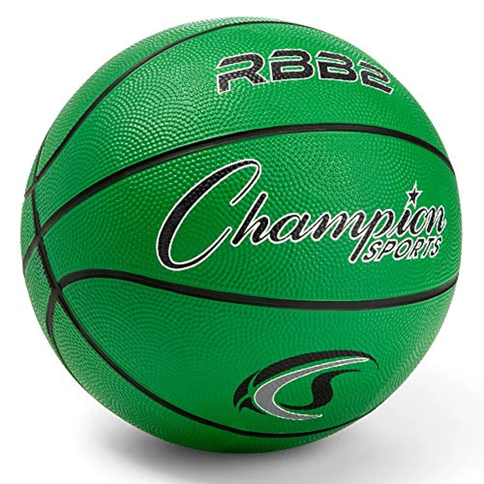 Champion Sports Rubber Junior Basketball, Heavy Duty - Pro-Style Basketballs, Premium Basketball Equipment, Indoor Outdoor - Physical Education Supplies (Size 5, Green) by Champion Sports - Image 2