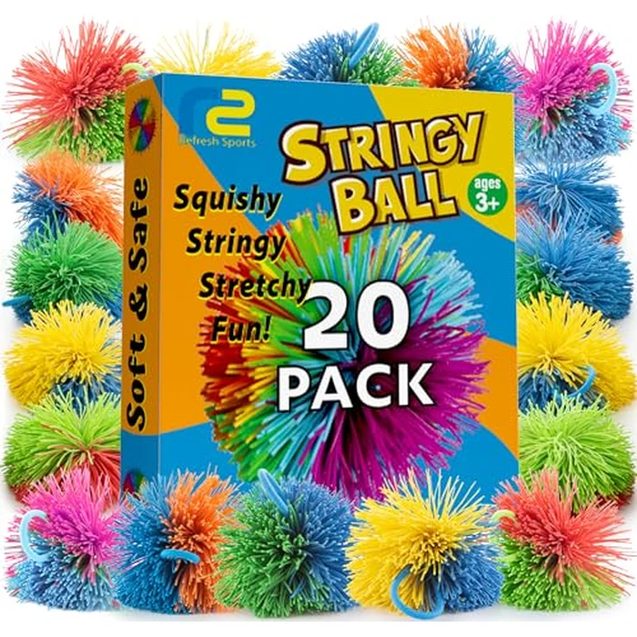 Stringy Balls & Fidget Toys 20 Pack - Fun Sensory Toys for Kids School Classroom - Birthday Gifts Toddler Toys for Boys & Girls - Sensory Bulk Fidget Party Favors 3 4 5 6 7 8 + Year Old Gift Idea by Refresh Sports - Image 1