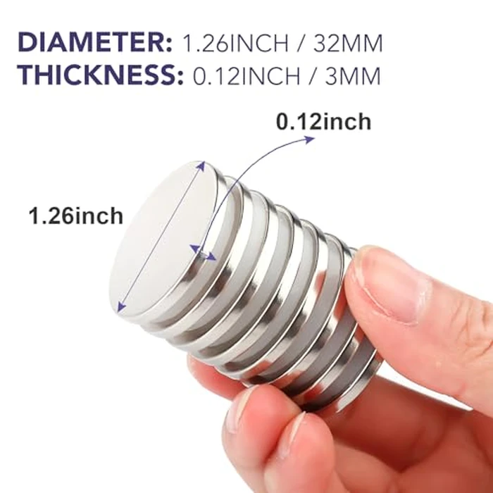 E BAVITE Super Strong Neodymium Disc Magnets with Double-Sided Adhesive 100 Packs Rare Earth Magnet Fridge DIY Building, Scientific Craft, and Office 1.26 inch D x 1/8 inch by E BAVITE - Image 4