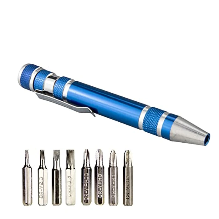 SWATOM 8 in 1 Mini Screwdriver Set Small Screwdrivers Pen Magnetic Repair Tools EDC Compact Precision Gadgets for Computer Eyeglasses Daily Home Improvement Use (Blue) by SWATOM - Used - Very Good condition