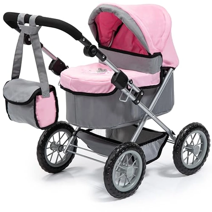 Bayer Design Baby Doll Trendy Pram in Grey/Pink, 67 x 41 x 68 centimeters, 1300800 by Bayer - Image 1