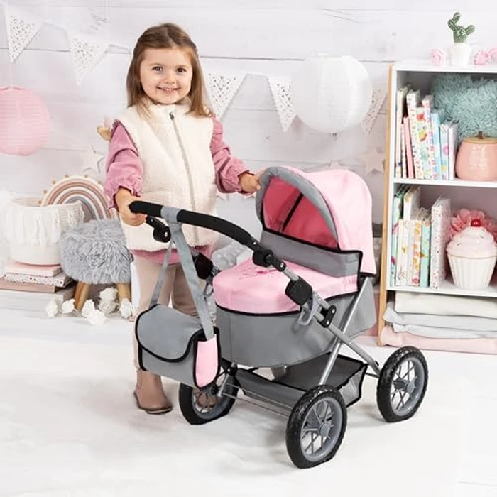 Bayer Design Baby Doll Trendy Pram in Grey/Pink, 67 x 41 x 68 centimeters, 1300800 by Bayer - Image 2