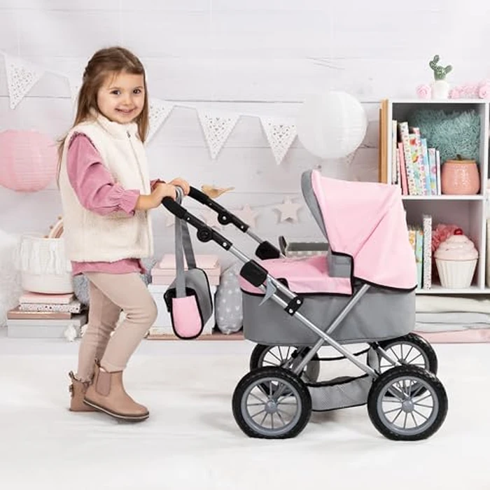 Bayer Design Baby Doll Trendy Pram in Grey/Pink, 67 x 41 x 68 centimeters, 1300800 by Bayer - Image 3