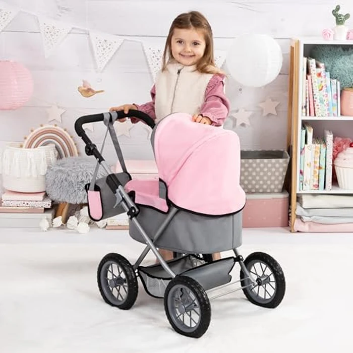 Bayer Design Baby Doll Trendy Pram in Grey/Pink, 67 x 41 x 68 centimeters, 1300800 by Bayer - Image 4