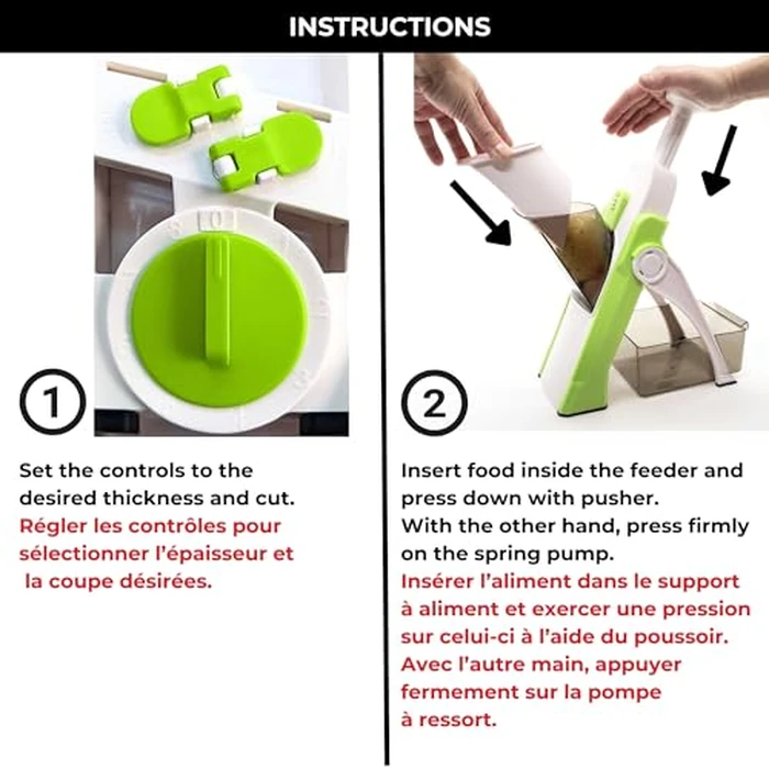 Starfrit Pump'n'Slice - Vertical Mandoline, Food Chopper, Slicer - Safe Enclosed Blades - Folds for Storage | Cleaning Tool - 2-in-1 Peeler Included by Starfrit - Image 5