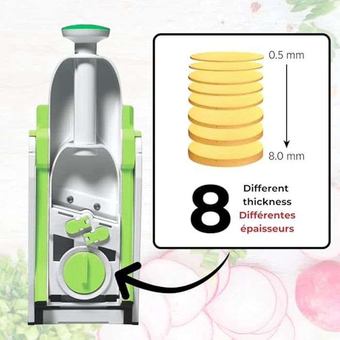 Starfrit Pump'n'Slice - Vertical Mandoline, Food Chopper, Slicer - Safe Enclosed Blades - Folds for Storage | Cleaning Tool - 2-in-1 Peeler Included by Starfrit - Image 6