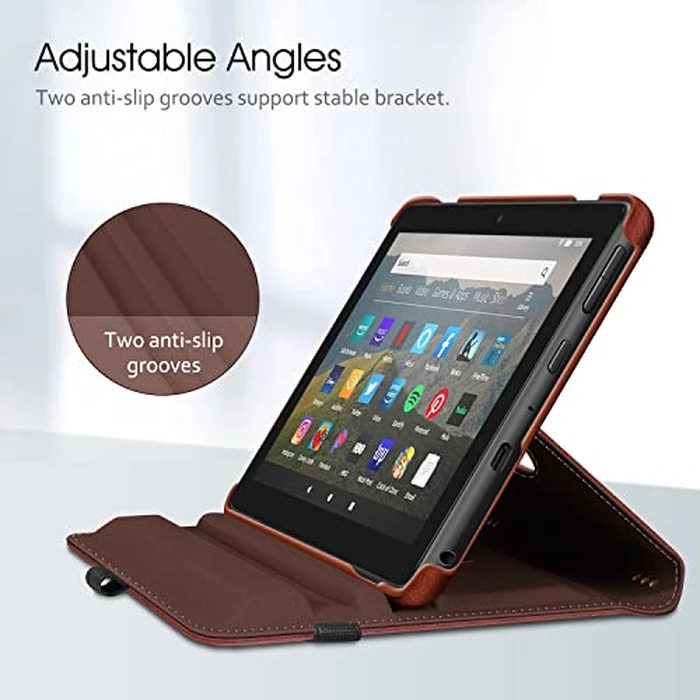 Fintie Case for Kindle Fire HD 8 & HD 8 Plus Tablet (12th/10th Generation, 2024/2022/2020 Release) - 360 Degree Rotating Swivel Stand Protective Cover with Dual Auto Sleep Wake, Brown by FINTIE - Image 4