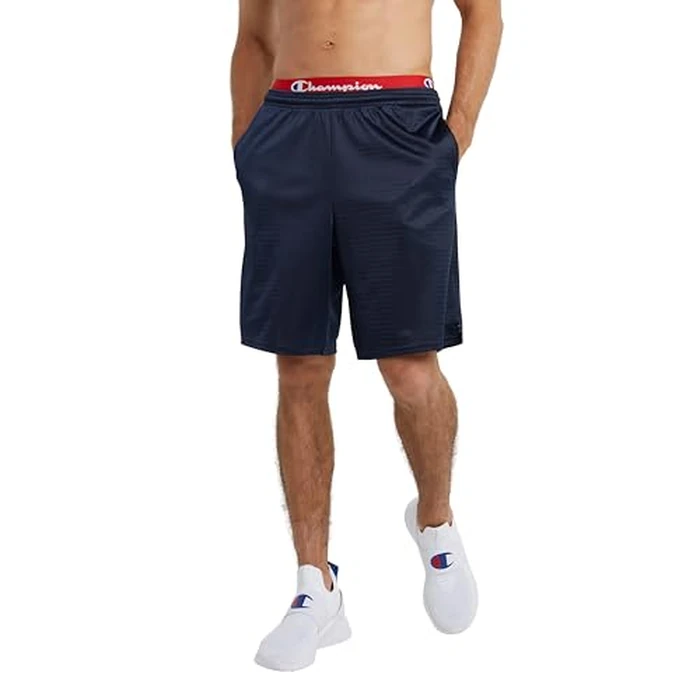 Champion Mens 9" Classic Mesh Short, Standard Fit, Lightweight, Available Regular And Big & Tall Running-shorts, Navy C Patch Logo, Medium US by Champion - Used - Like New condition - US$17.10