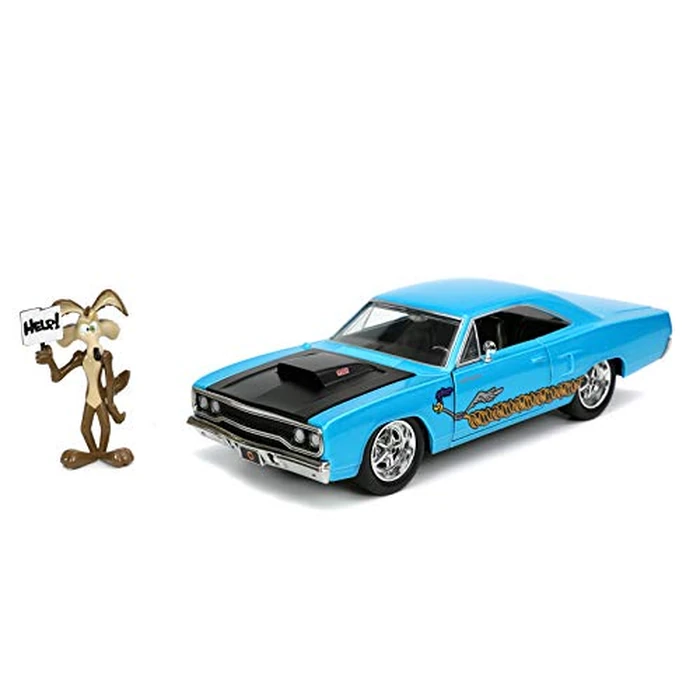 Jada Looney Tunes 1:24 1970 Plymouth Roadrunner Die-cast Car and 2.75"" Wile E. Coyote Figure, Toys for Kids and Adults by Jada - Used - Very Good condition - US$23.96