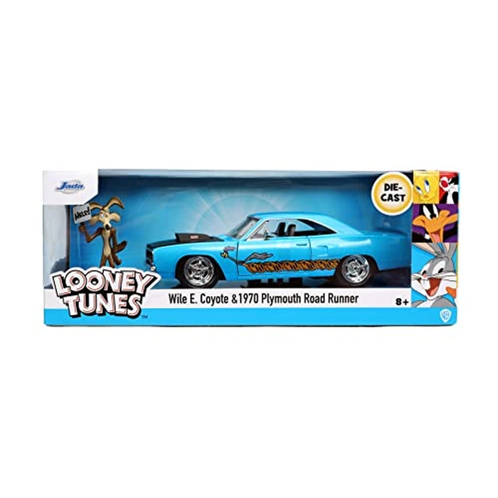 Jada Looney Tunes 1:24 1970 Plymouth Roadrunner Die-cast Car and 2.75"" Wile E. Coyote Figure, Toys for Kids and Adults by Jada - Image 2