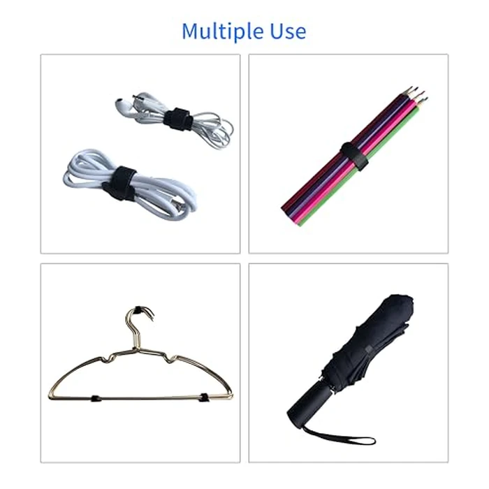 200 PCS 6 Inches Black Reusable Cable Ties, Adjustable Cord Straps, Cable Organizer, Cord Wrap and Hook Loop Cords Management,Adjustable Cord Ties for Organizing Home,Office,Garden,Data Centers by VORTALIS - Image 4