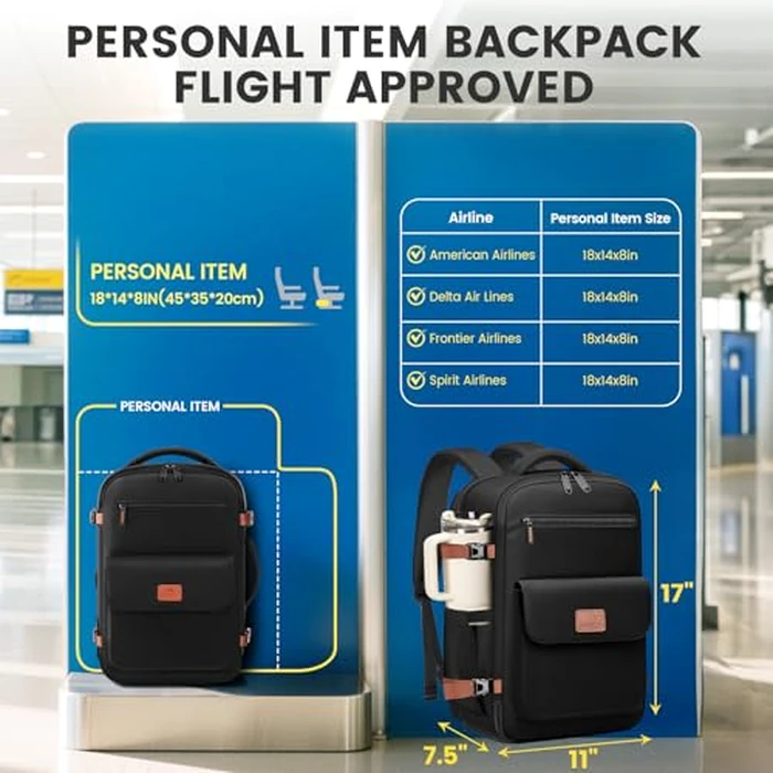 MATEIN Personal Item Backpack 18x14x8 for Frontier, Underseat Travel Backpack with Water Bottle Holder Fit 15.6" Laptops, TSA Approved Luggage Bag with Shoe Compartment for Airlines, 2 Pcs Set by MATEIN - Image 2