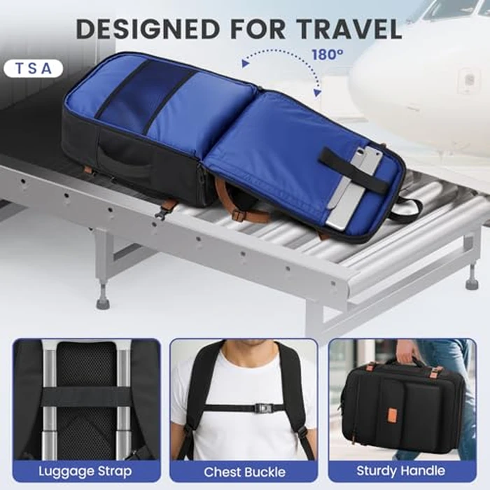 MATEIN Personal Item Backpack 18x14x8 for Frontier, Underseat Travel Backpack with Water Bottle Holder Fit 15.6" Laptops, TSA Approved Luggage Bag with Shoe Compartment for Airlines, 2 Pcs Set by MATEIN - Image 3