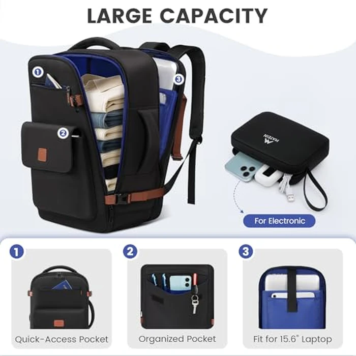 MATEIN Personal Item Backpack 18x14x8 for Frontier, Underseat Travel Backpack with Water Bottle Holder Fit 15.6" Laptops, TSA Approved Luggage Bag with Shoe Compartment for Airlines, 2 Pcs Set by MATEIN - Image 5