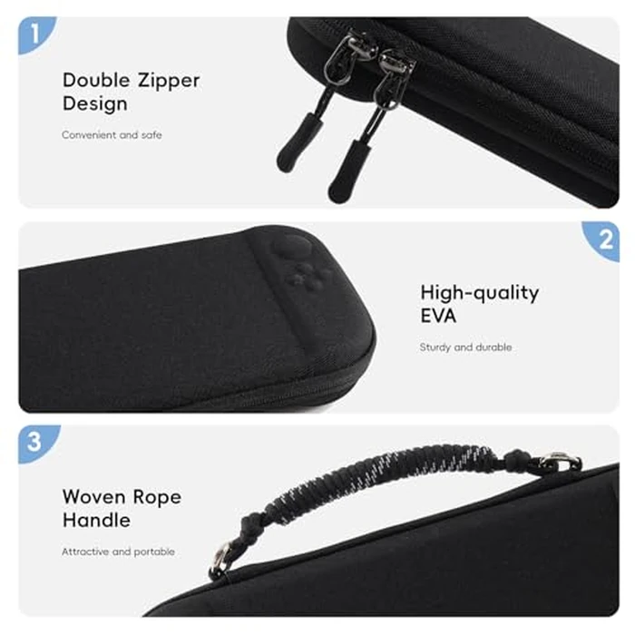 YONMOTTO Slim Carrying Case for Nintendo Switch 2 (2025), Lightweight Protective Hard Shell Portable Travel Case with 12 Game Card Slots & Screen Protector Mat (Black) by YONMOTTO - Image 3