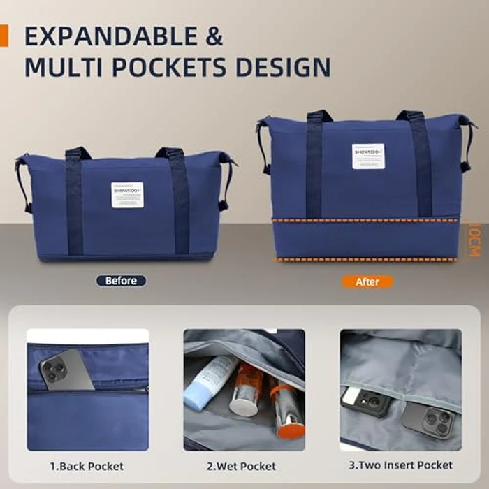 SHOWKOO Full PC Hardshell Luggage Sets Durable Expandable Hardside Suitcase with Double Spinner Wheels TSA Lock 3pcs, Blue, DB/TB/24in by SHOWKOO - Image 5