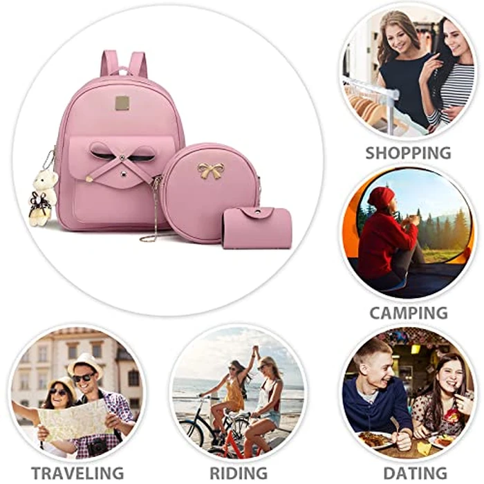 K.E.J. Women Mini Backpack Purse Bowknot Leather Backpack 3-PCS Cute Small Backpack Purse for Women Rucksack for Ladies Shoulder Bag by K.E.J. - Image 7
