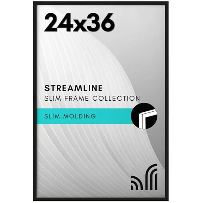 Americanflat 24x36 Poster Frame with Polished Plexiglass - Streamline Collection - Thin Border Picture Frame for Wall Display - Hanging Hardware Included - Black by Americanflat - Image 1