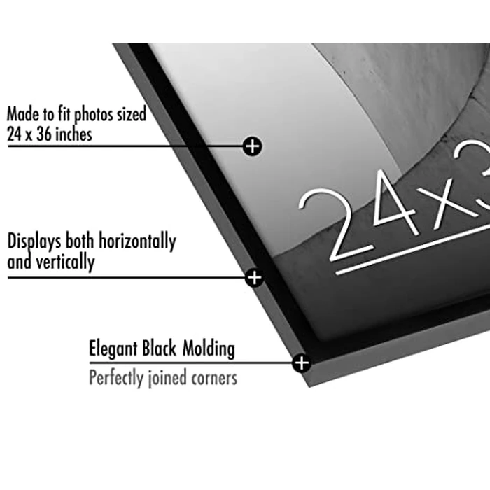 Americanflat 24x36 Poster Frame with Polished Plexiglass - Streamline Collection - Thin Border Picture Frame for Wall Display - Hanging Hardware Included - Black by Americanflat - Image 2