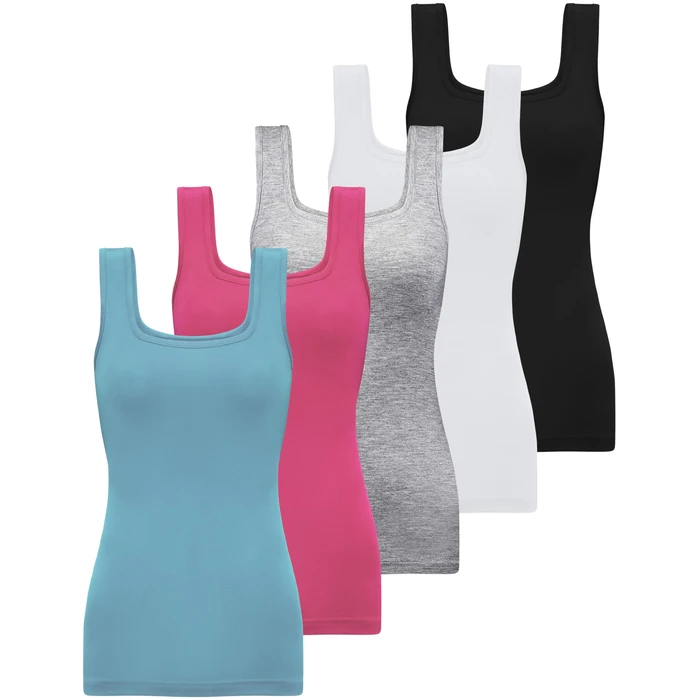 BQTQ 5 Pack Square Neck Tank Tops for Women Sleeveless Tank Top Ladies Undershirts Womens Tanks Tops Pack,M by BQTQ - Image 1