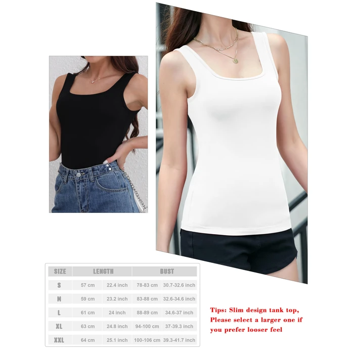 BQTQ 5 Pack Square Neck Tank Tops for Women Sleeveless Tank Top Ladies Undershirts Womens Tanks Tops Pack,M by BQTQ - Image 5