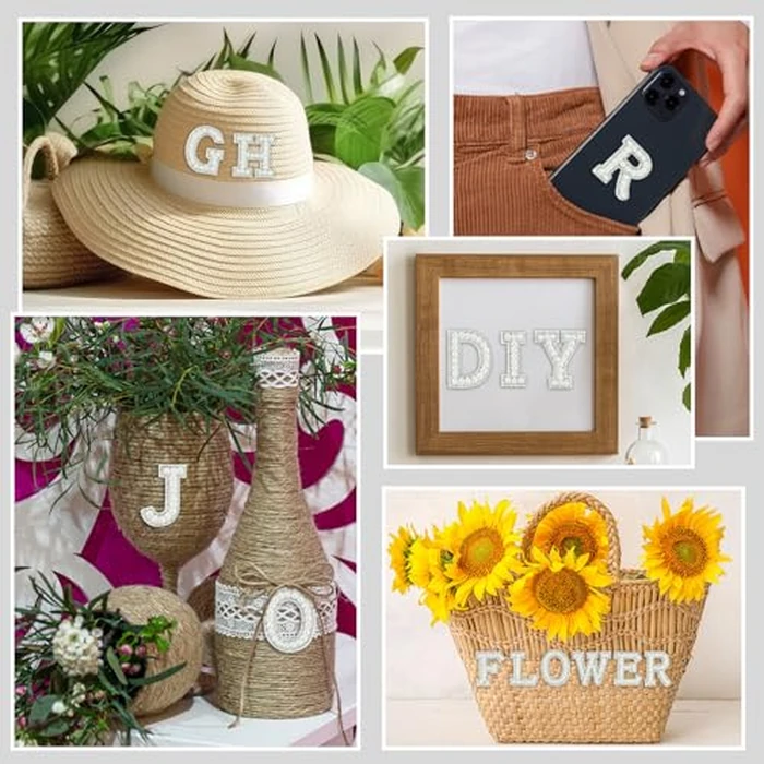 Morcheiong 52Pcs Pearl Rhinestone Letter Patches Self Adhesive A-Z, Stick on Pearl Letter Patches for Clothes, Fabric, Backpack (White) by Morcheiong - Image 5