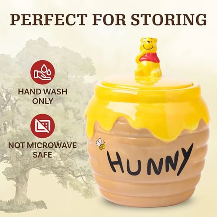 Silver Buffalo Disney Winnie the Pooh Honey "Hunny" Pot Sculpted 3D Hand Painted Ceramic Snack Cookie Jar (Small) by Silver Buffalo - Image 4