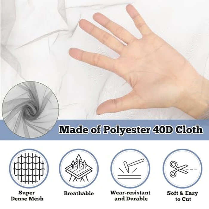 39 x 10 Ft Mosquito Netting for Garden Patio, Breathable Mesh Net for Bird and Insect Protection, Plant Cover for Vegetables, Fruits and Flowers, 3x12m Gray by RGQSUN - Image 3